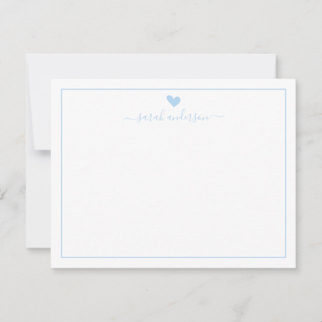 Modern Calligraphy Light Blue Heart Personalised Card (Front)
