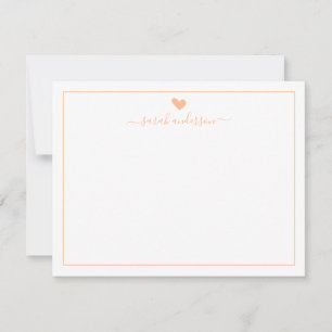 Modern Calligraphy Light Peach Heart Personalise Card