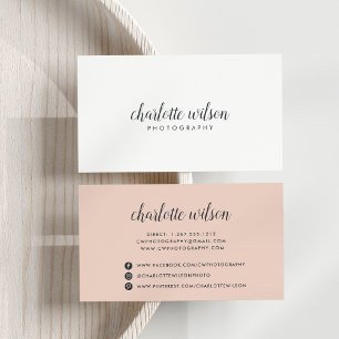 Modern Calligraphy Logo Business Card   Blush
