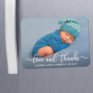Modern Calligraphy Love and Thanks Baby Magnet