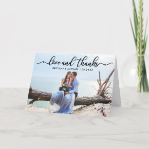 Modern Calligraphy Love and Thanks Wedding Fold Thank You Card