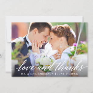 Modern Calligraphy Love and Thanks Wedding Thank You Card