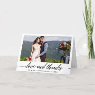 Modern Calligraphy Love Thanks Wedding Fold Thank You Card