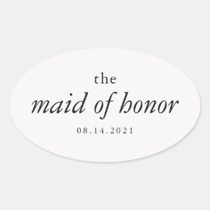 Modern Calligraphy Maid of Honour Wedding  Oval Sticker
