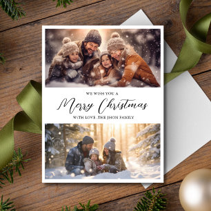 Modern Calligraphy Merry Christmas Fun Photo Holiday Card