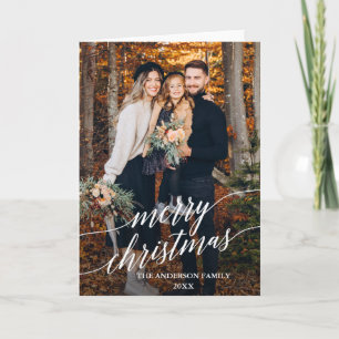 Modern Calligraphy Merry Christmas Photo Fold Holiday Card