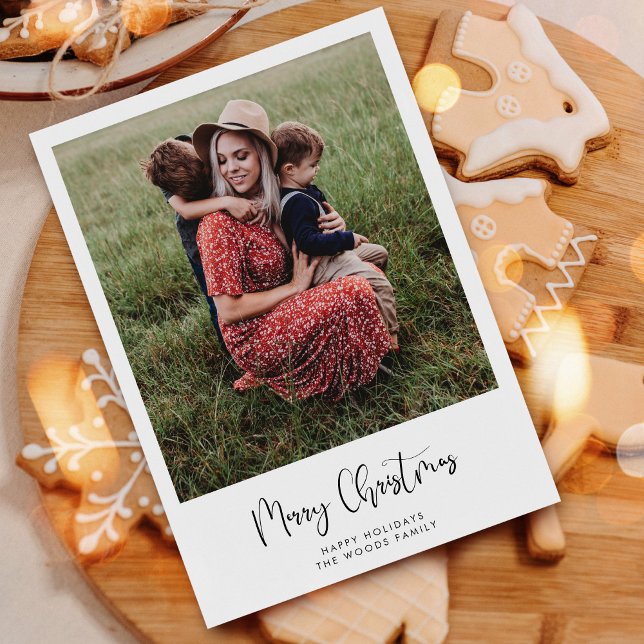 Modern Calligraphy Merry Christmas Photo Holiday Card (Creator Uploaded)