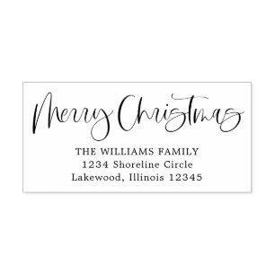 Modern Calligraphy Merry Christmas Return Address Self-inking Stamp