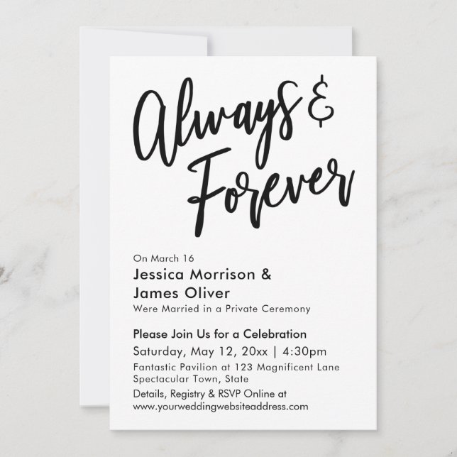 Modern Calligraphy Minimalist Always & Forever Invitation (Front)