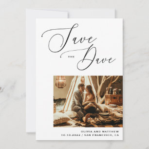 Modern Calligraphy Minimalist Photo Wedding Save The Date