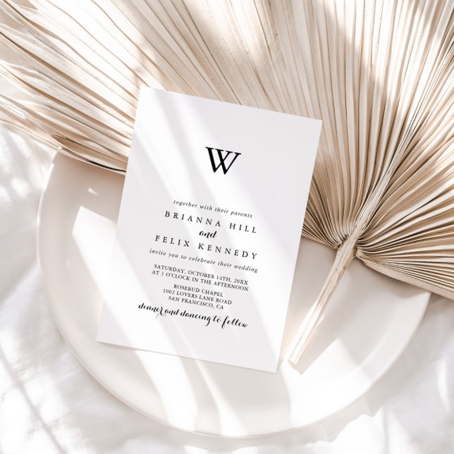 Modern Calligraphy Monogram Wedding Invitation (Creator Uploaded)