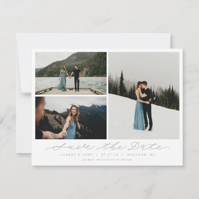 Modern Calligraphy Multi-Photo Save the Date (Front)