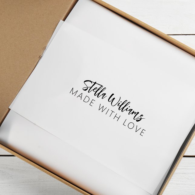 Modern Calligraphy Name Made With Love Rubber Stamp (Modern Calligraphy Name Made With Love Rubber Stamp)