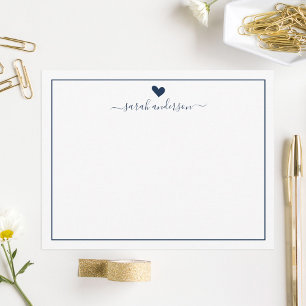Modern Calligraphy Navy Blue Heart Personalised Card