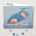 Modern Calligraphy New Baby Love and Thanks Postcard<br><div class="desc">Modern Calligraphy Love and Thanks New Baby Photo Thank You Postcard</div>