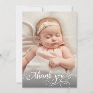 Modern Calligraphy Newborn Baby Photo Thank You Card