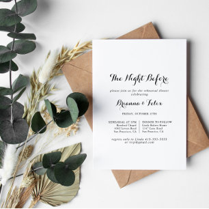Modern Calligraphy Night Before Rehearsal Dinner Invitation