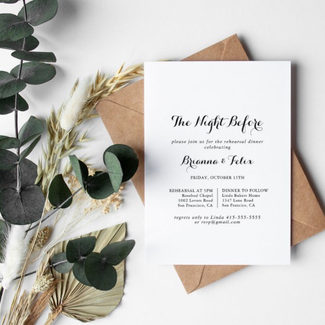 Modern Calligraphy Night Before Rehearsal Dinner Invitation (Creator Uploaded)