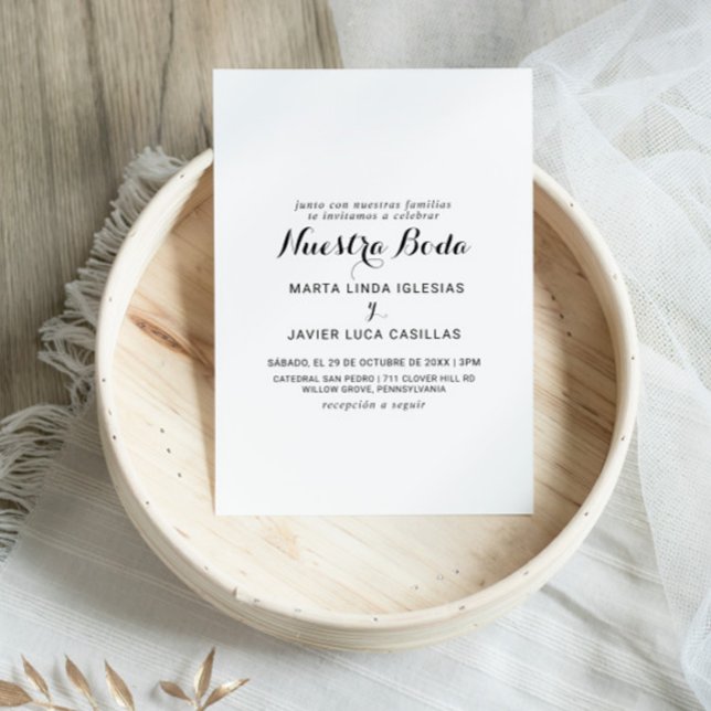 Modern Calligraphy Nuestra Boda  Invitation (Creator Uploaded)