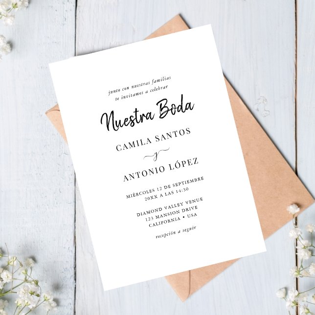 Modern Calligraphy  Nuestra Boda | Spanish Wedding Invitation (Creator Uploaded)