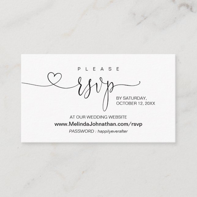Modern calligraphy Online RSVP at Wedding Website Enclosure Card (Front)