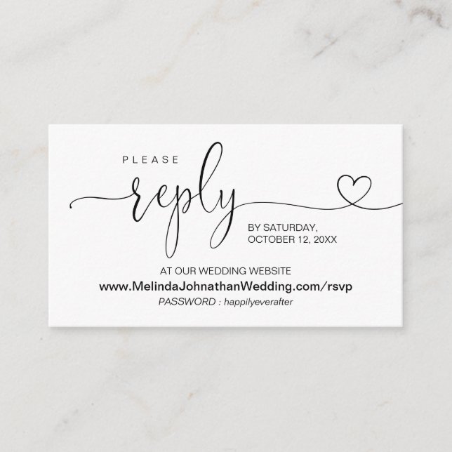 Modern calligraphy Online Wedding Website RSVP Enclosure Card (Front)