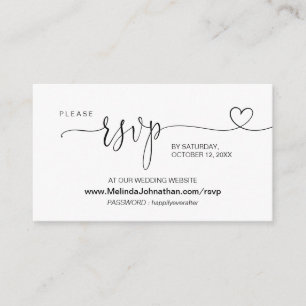Modern calligraphy Online Wedding Website RSVP  Enclosure Card