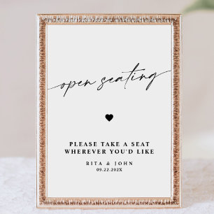 Modern Calligraphy Open Seating Wedding Sign
