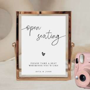 Modern Calligraphy Open Seating Wedding Sign