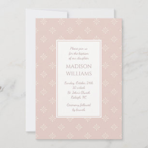 Modern calligraphy pattern dusty pink girl baptism invitation