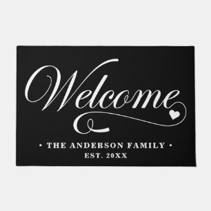 Modern Calligraphy Personalised Family Welcome Doormat