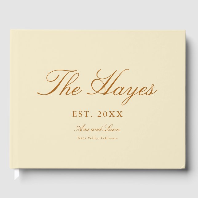 Modern Calligraphy Personalised Wedding Guest Book (Front)