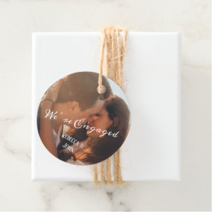 Modern Calligraphy Photo Engagement Custom  Favour Tags
