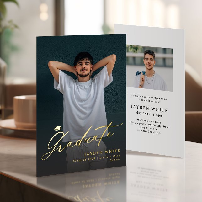 Modern Calligraphy Photo Graduation Announcement (Modern Calligraphy Photo Graduation Announcement)