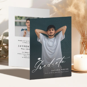 Modern Calligraphy Photo Graduation Announcement
