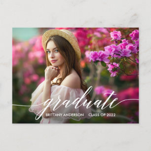 Modern Calligraphy Photo Graduation Announcement Postcard