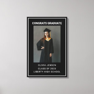 Modern Calligraphy Photo Graduation Canvas Print
