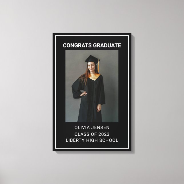 Modern Calligraphy Photo Graduation Canvas Print (Front)