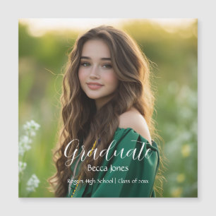 Modern Calligraphy Photo Graduation Magnet