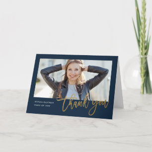 Modern Calligraphy photo graduation Thank You Card