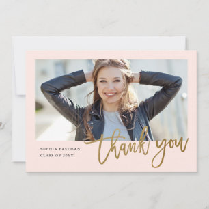 Modern Calligraphy Photo Graduation Thank You Card