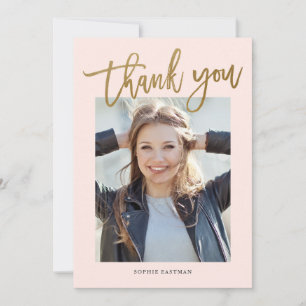 Modern Calligraphy Photo Graduation Thank You Card