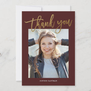 Modern Calligraphy Photo Graduation Thank You Card