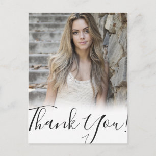 Modern Calligraphy   Photo Graduation Thank You Postcard