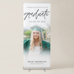Modern Calligraphy Photo Graduation Vertical Retractable Banner