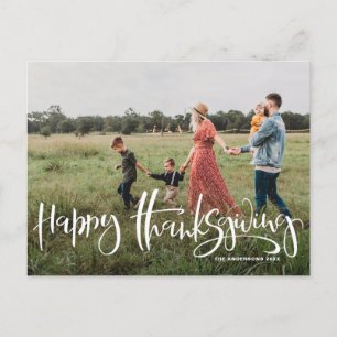 Modern Calligraphy Photo Happy Thanksgiving Holiday Postcard