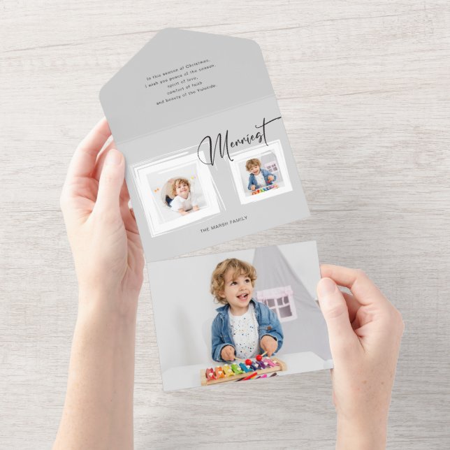 Modern Calligraphy/Photo in Brushstroke Frame All In One Invitation (Tearaway)