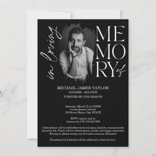 Modern Calligraphy Photo In Loving Memory Funeral Invitation