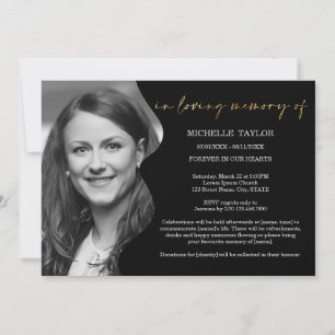 Modern Calligraphy Photo In Loving Memory Funeral Invitation