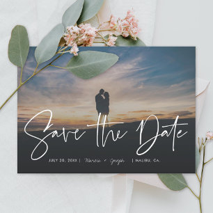 Modern Calligraphy Photo Save the Date